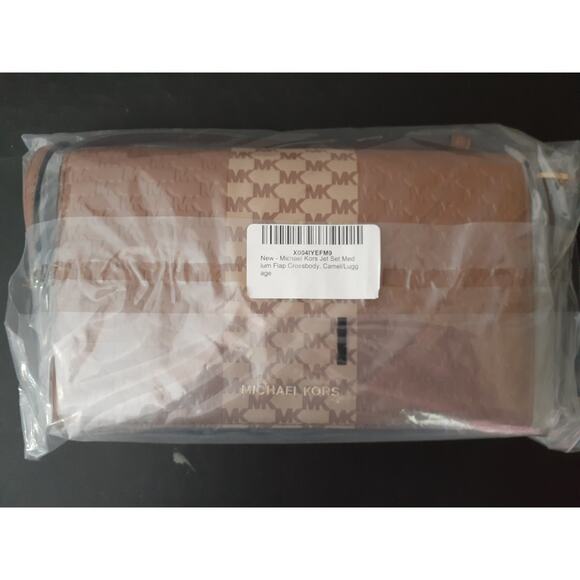 Michael Kors Jet Set Medium Flap Crossbody Bag Camel Handbag - Picture 2 of 5